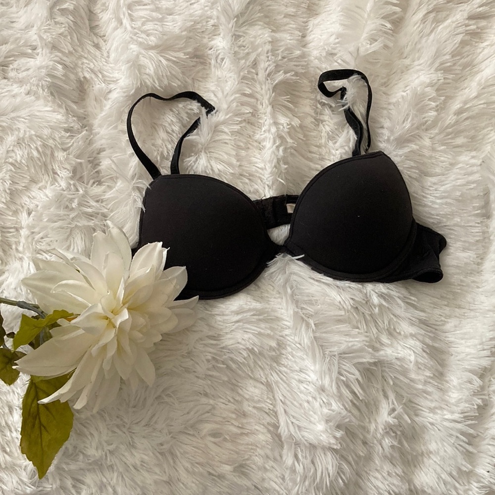 Black Aerie Paige Tshirt Push Up Bra